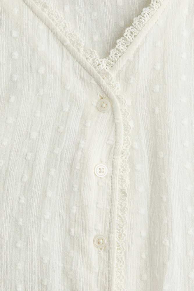 Lace-Trimmed Cotton Blouse