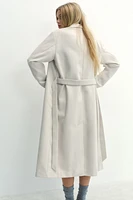 Brushed-Finish Tie-Belt Coat