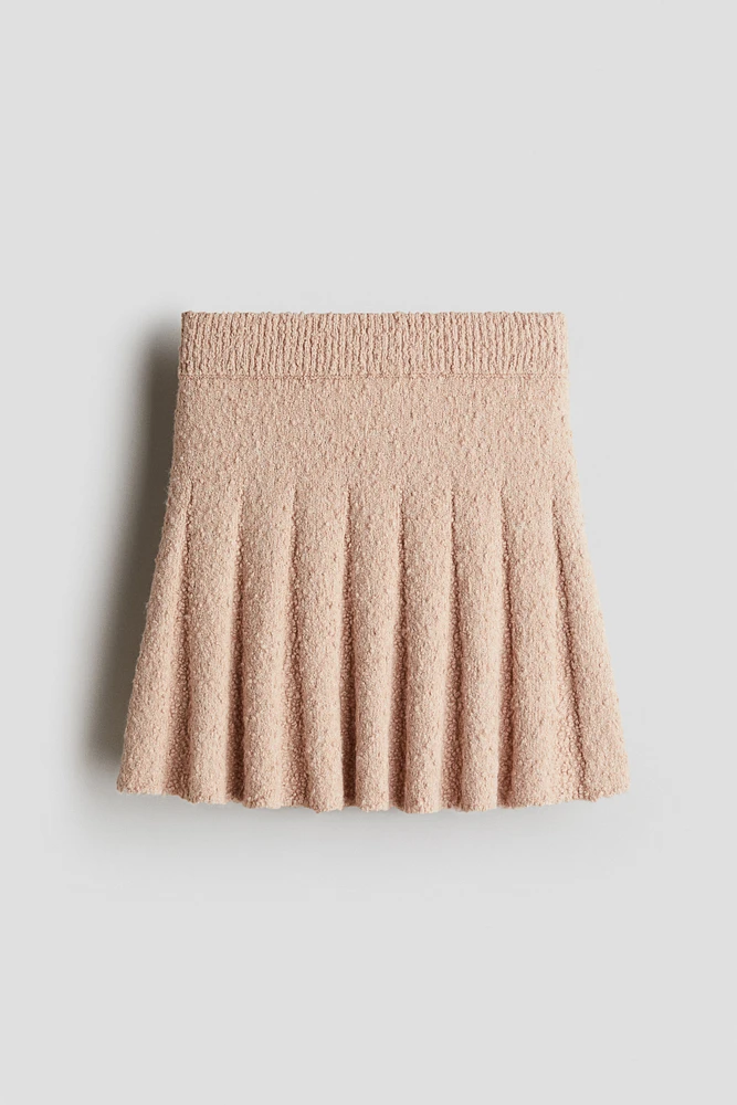 Pleated Bouclé-Knit Skirt