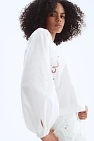 Blouse en lin mélangé avec broderie anglaise