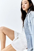Short taille haute avec broderie anglaise