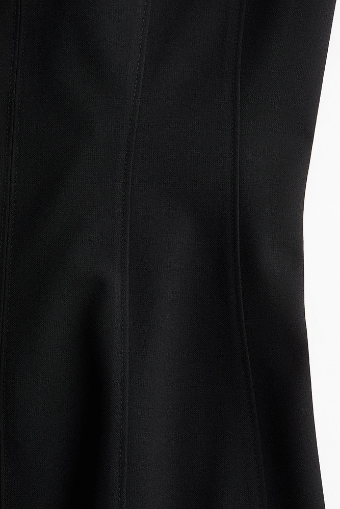 Flared-Skirt Twill Dress