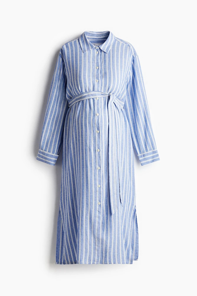 MAMA Linen-Blend Shirt Dress