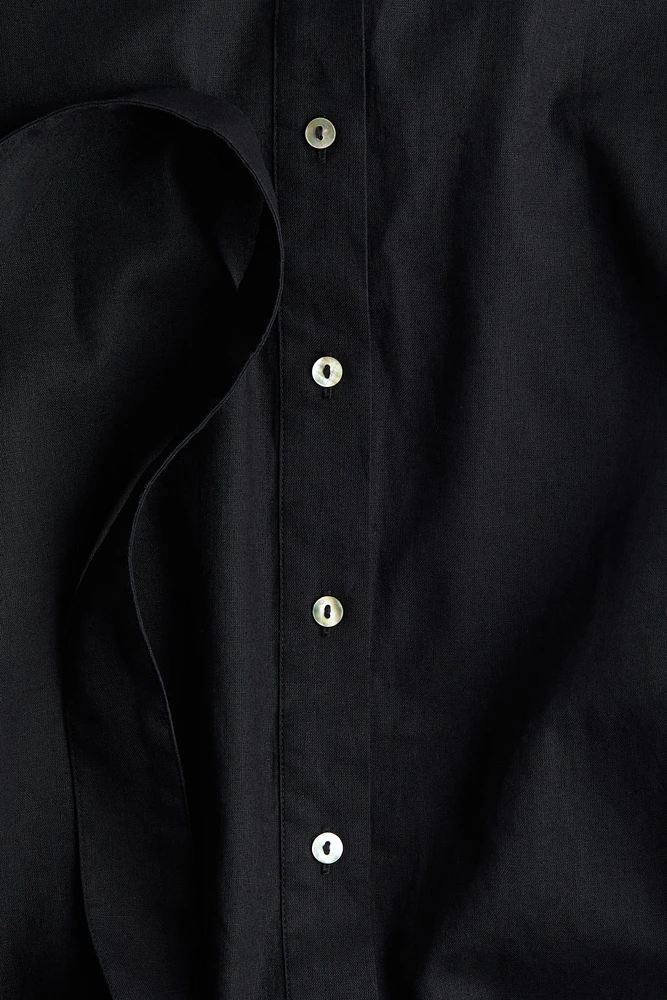 Linen-Blend Shirt Dress