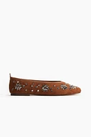 Rhinestone-Embellished Ballet Flats