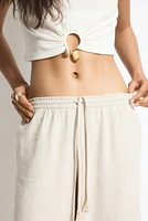 Pantalon en lin mélangé avec cordon de serrage