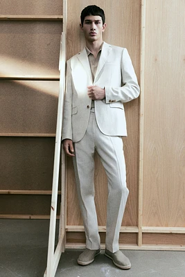 Regular-Fit Tailored Linen-Blend Pants
