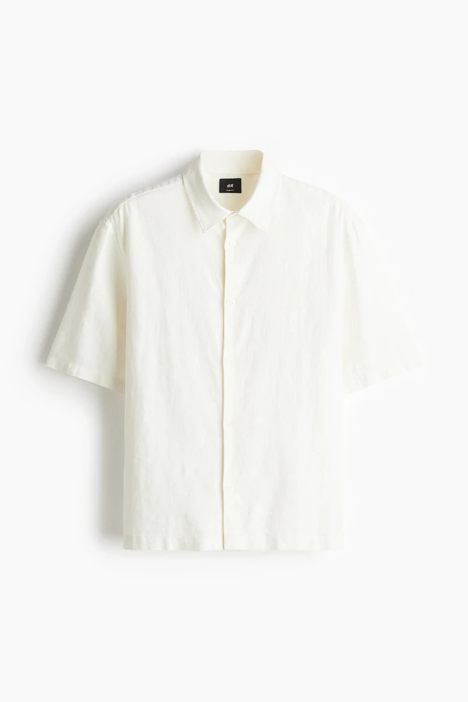 Chemise à manches courtes ample en lin mélangé