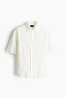 Loose-Fit Short-Sleeved Linen-Blend Shirt