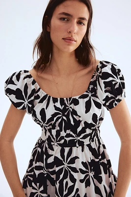 Robe épaules nues en popeline