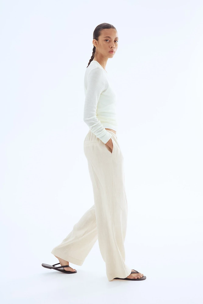 Pantalon en lin avec cordon de serrage