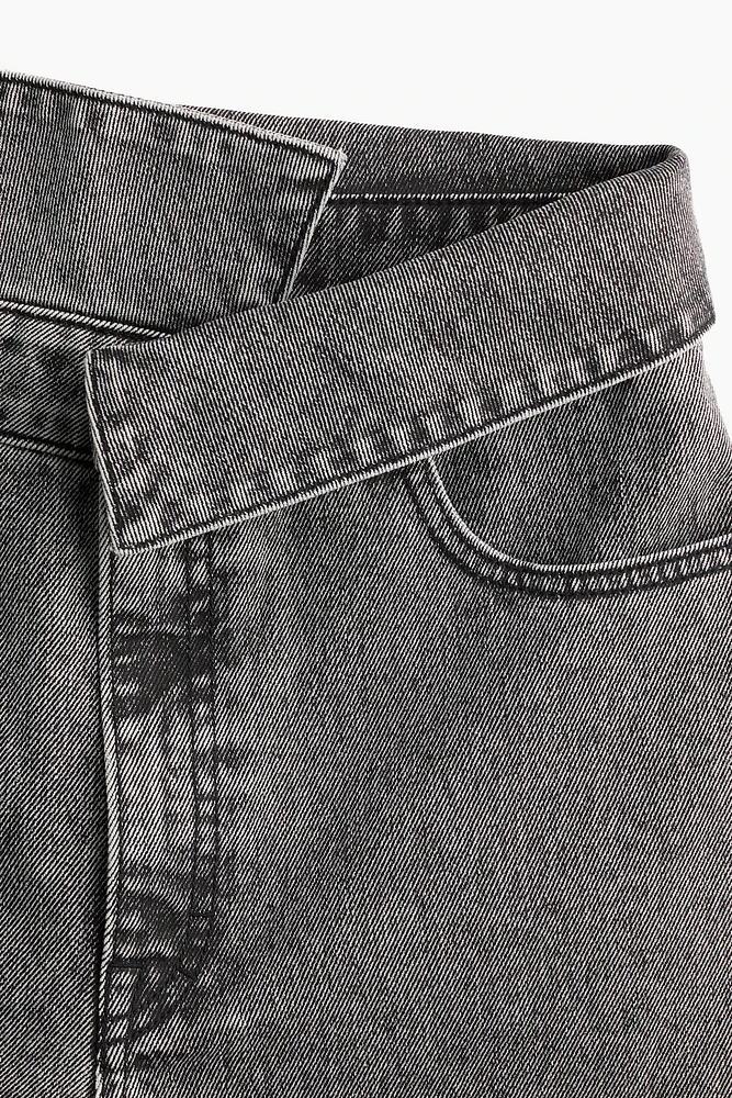 Wide-Leg Paper-Bag Jeans