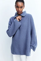 Rib-knit Half-zip Sweater