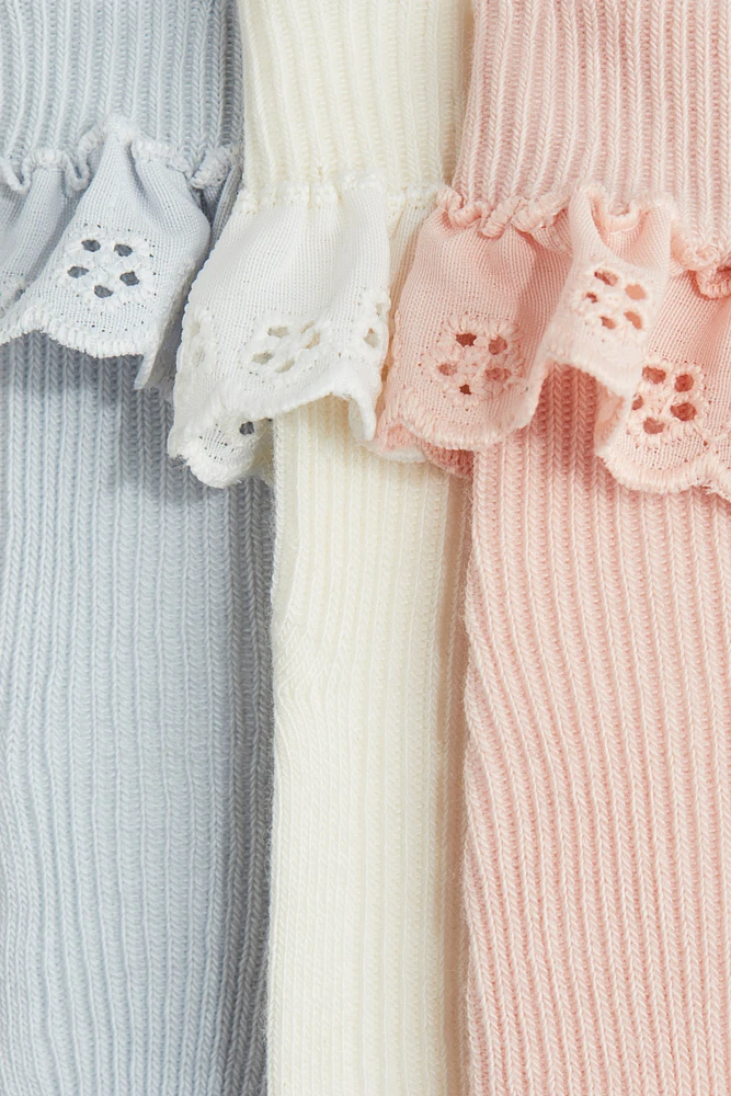 3-pack Socks with Overlocked Foldover Cuffs