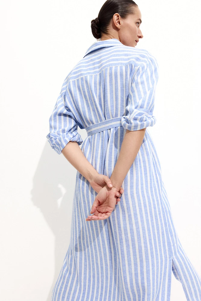 MAMA Linen-Blend Shirt Dress
