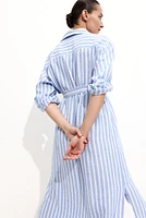 MAMA Linen-Blend Shirt Dress