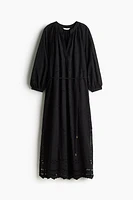 Eyelet-Embroidered Dress with Tie Belt
