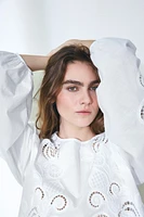 Eyelet-Embroidered Cotton Blouse