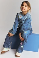 Veste en denim avec motifs brodés