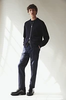 Slim Fit Bomber-Style Fine-Knit Cardigan