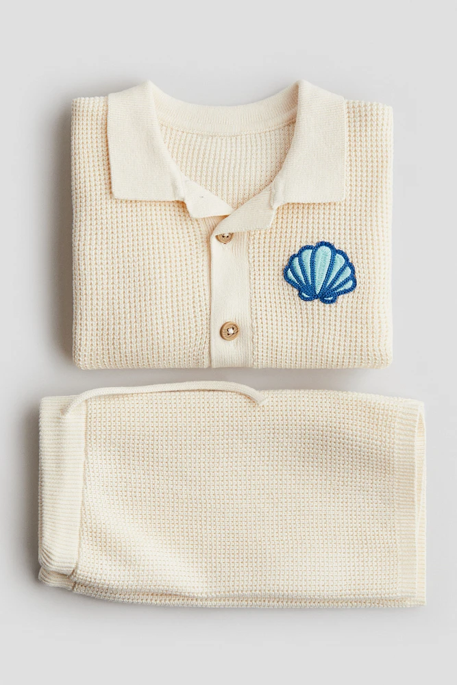 2-Piece Cotton Waffle-Knit Set