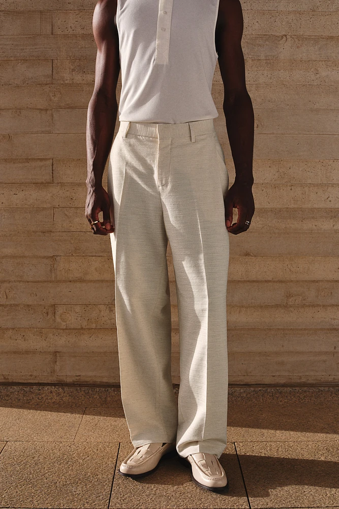 Loose-Fit Linen-Blend Suit Pants
