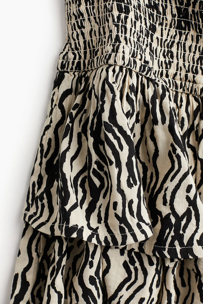 Smocked-waist Tiered Skirt