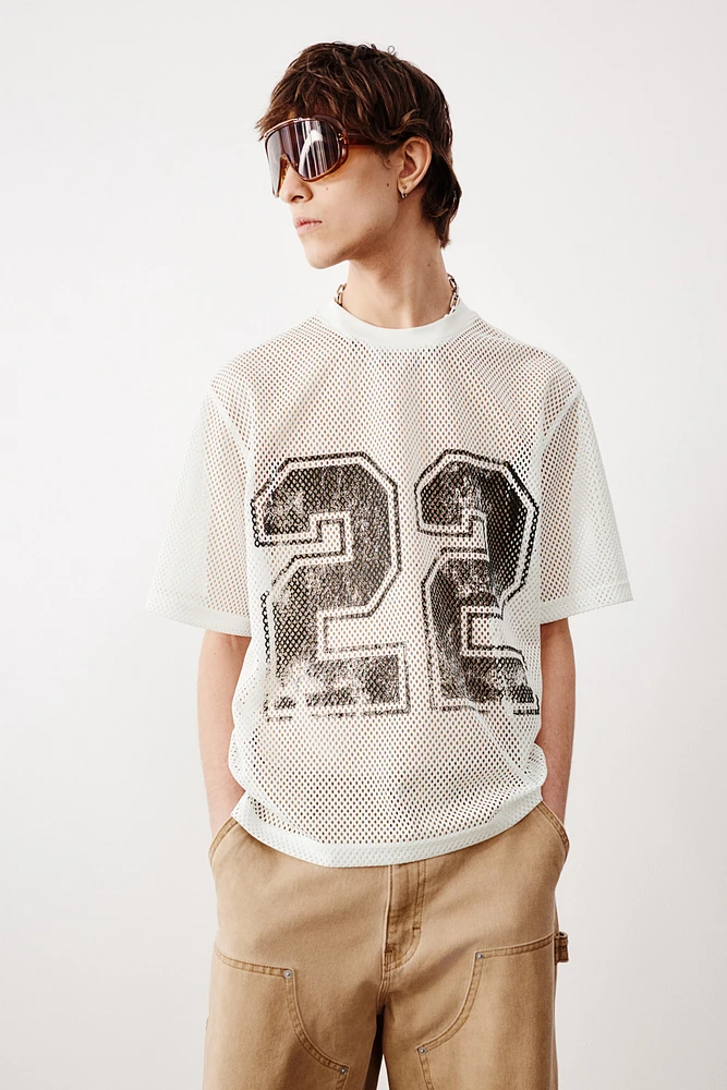 T-shirt ample en filet imprimé