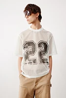 T-shirt ample en filet imprimé