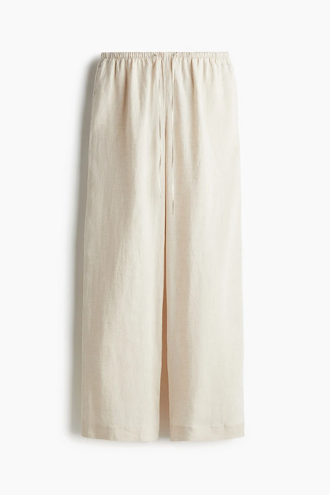 Pantalon en lin avec cordon de serrage