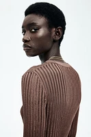 Sheer Rib-Knit Top