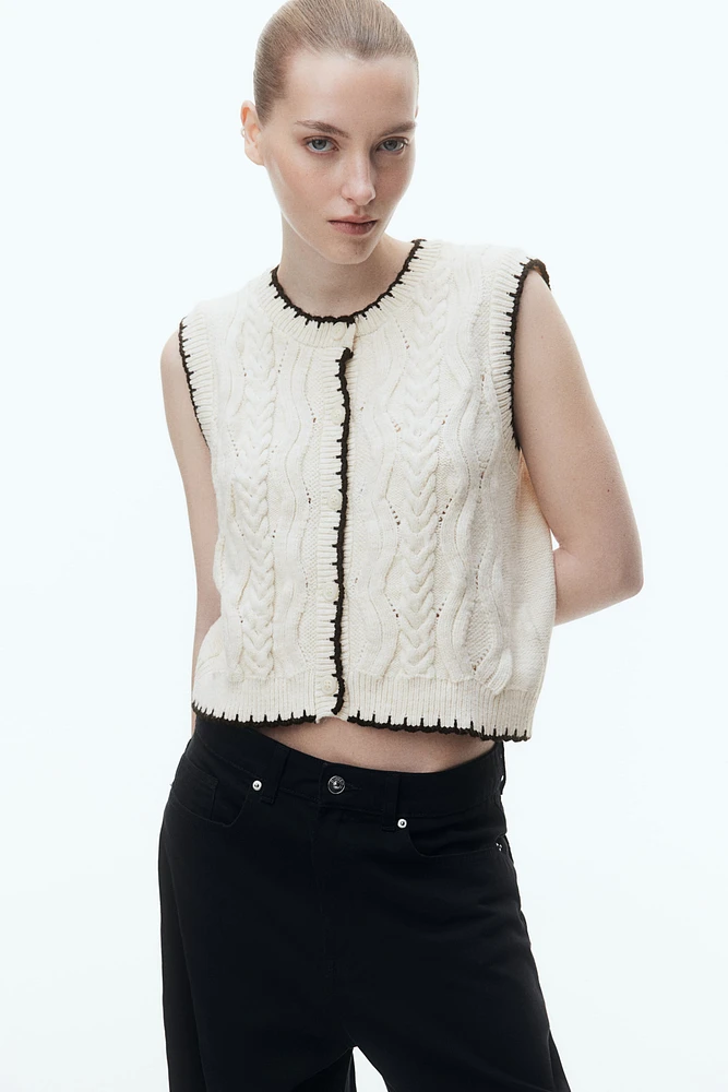 Button-Front Cable-Knit Sweater Vest