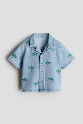 Embroidered-Detail Denim Shirt