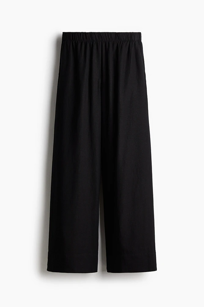 Wide-Leg Linen-Blend Pants