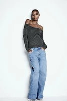 Bead-Detail Off-the-Shoulder Top