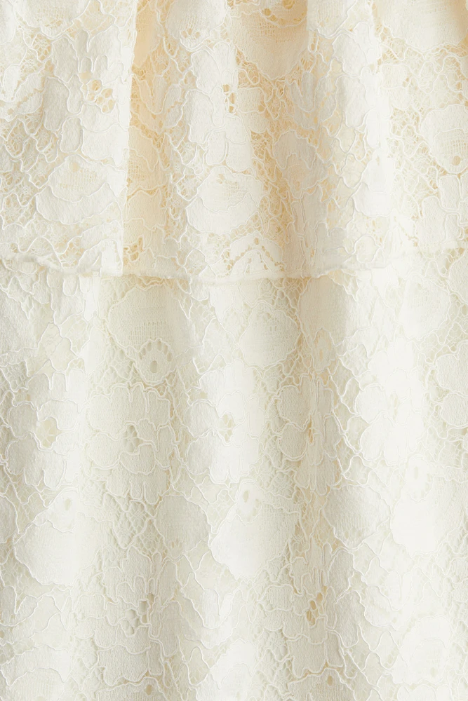 Flounce-Trimmed Lace Dress