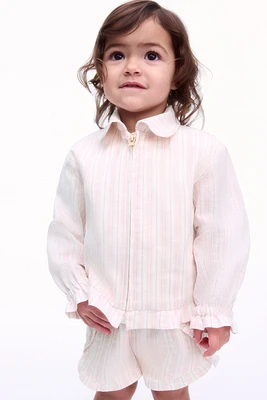 Ruffled Linen-Blend Overshirt