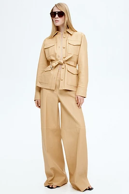Straight-Cut Leather Pants