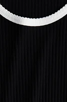 Picot-Trimmed Ribbed T-Shirt