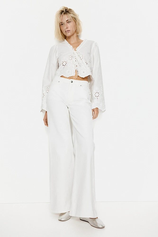 Cotton Blouse with Eyelet Embroidery