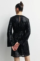 MAMA Sequined Tie-belt Dress