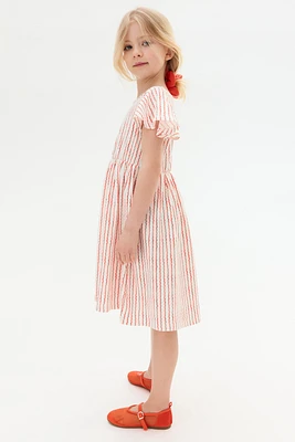 Flutter-Sleeved Cotton Dress