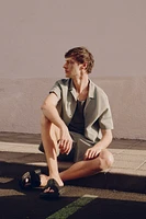 Regular-Fit Short-Sleeved Linen-Blend Shirt