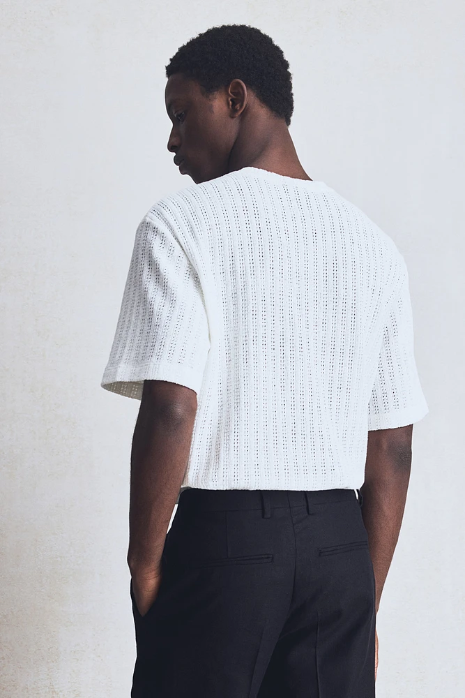 Regular Fit Crochet-Look T-Shirt
