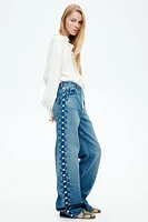 Ruffle-Trimmed Drawstring Blouse