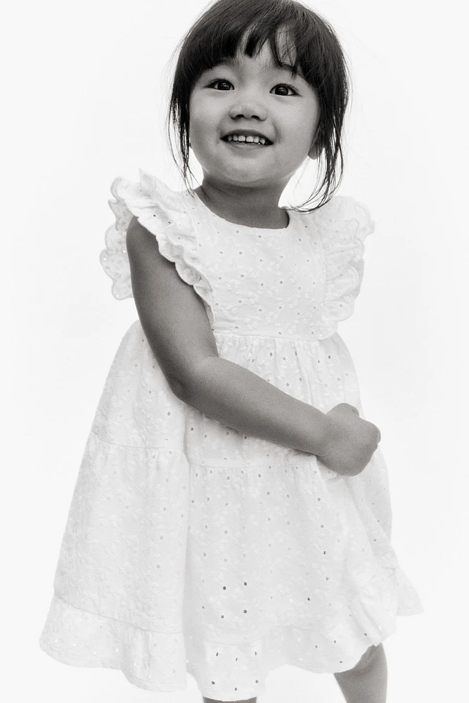 Ruffled Eyelet-Embroidered Dress