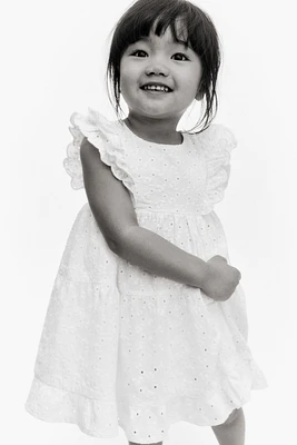 Ruffled Eyelet-Embroidered Dress