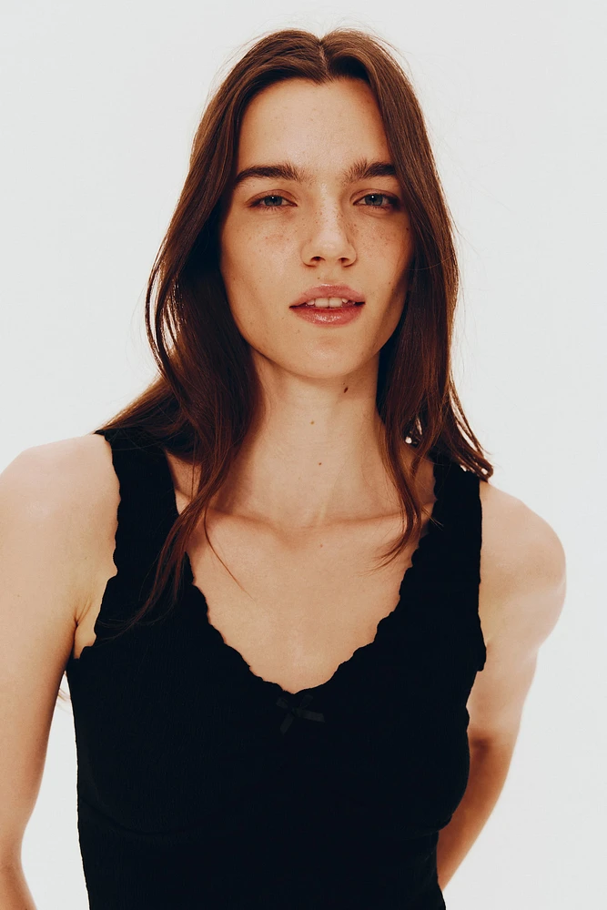 Crinkled Jersey Sleeveless Top