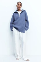 Rib-knit Half-zip Sweater