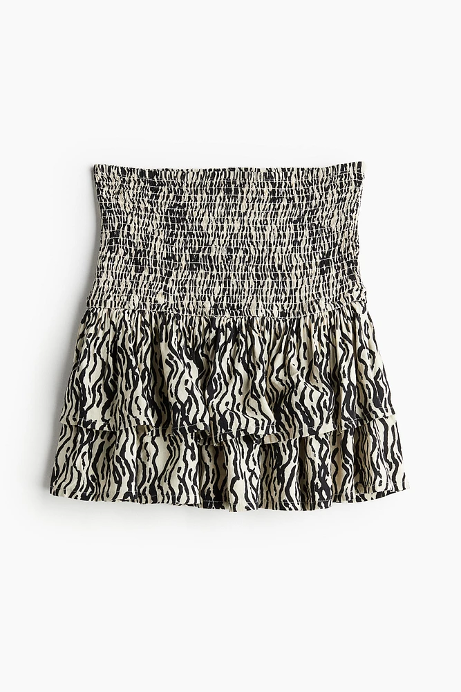 Smocked-waist Tiered Skirt